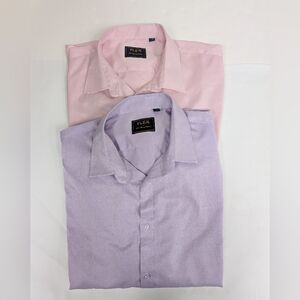 Two Flex Men's Luxury Collection Purple And Pink Button Down Shirts 4XL
